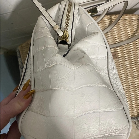 Coach White Embossed Satchel with Black Accents - Picture 9 of 13